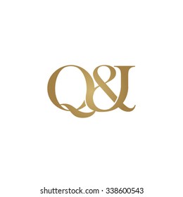 Q&I Initial logo. Ampersand monogram golden logo