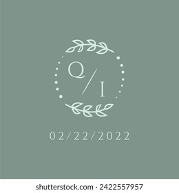 QI initial modern monogram wedding with creative circle line