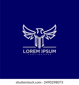 Monograma inicial QI para el logotipo del negocio con la Imagen del águila