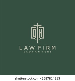 QI initial monogram for law firm with sword and shield logo image