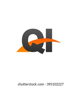 QI initial overlapping swoosh letter logo black orange