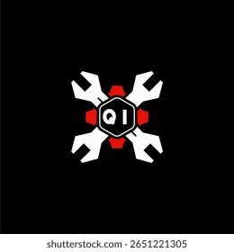 QI Initiales Vektor Stok Otomotif Logo Design