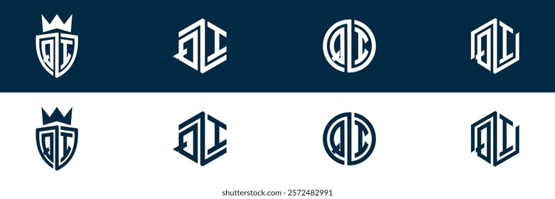 QI IQ letter logo set design