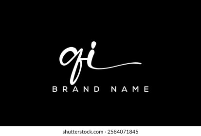 QI letter beauty handwriting vector logo. 