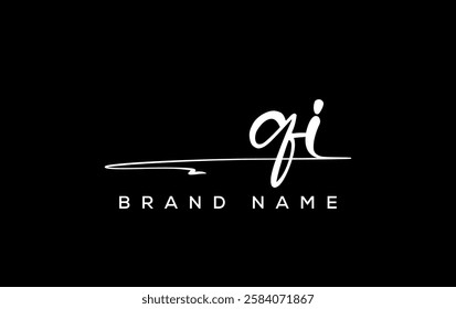 QI letter beauty handwriting vector logo. 