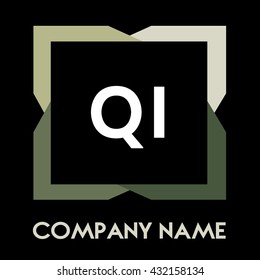 QI letters business logo creative  icon design template elements in abstract background logo, design identity in square with four colors, modern alphabet letters