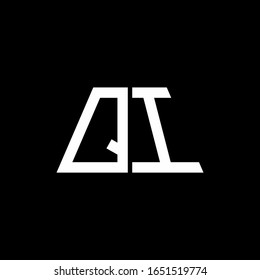 Abstraktes QI-Logo einzeln auf schwarzem Hintergrund