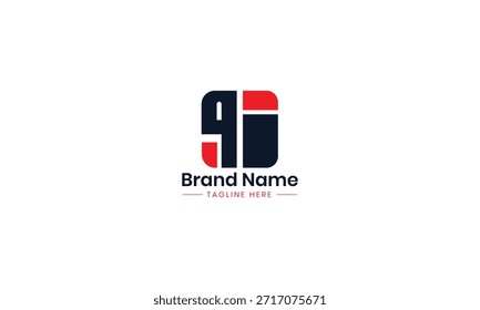 Logotipo de QI. Diseño QI Letra QI negra y roja. Letra inicial QI logotipo del monograma. 