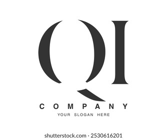 QI logo design. Initial letter q and i serif font style. Creative classic company name typography. Trendy logotype or identity. Vector illustration.