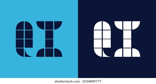 QI logo design with tile shape. Minimalist and modern vector illustration design suitable for business or brand