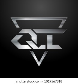 QI Logo, Metal Logo, Silver Logo, Monogram, Polygon