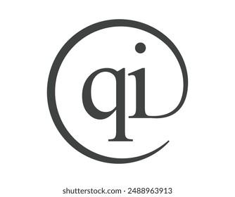 Logo QI de dos letras con forma de círculo estilo de signo de correo electrónico. Q y I redondean el logotipo de la empresa de negocios para la identidad de marca.