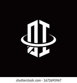 Logotipo de monograma QI en forma de hexágono y rodeado de un anillo
