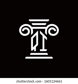 QI monogram logo with pillar style design template