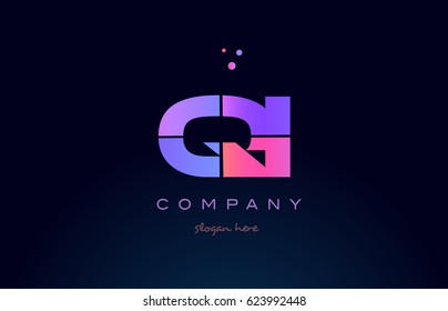 qi q i creative color blue background pink purple blue magenta alphabet letter company logo vector icon design