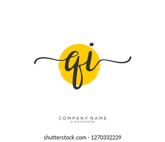 QI Q I Initial handwriting logo vector