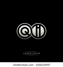 QI Q I initial letter linked circle capital monogram logo modern template silver color edition