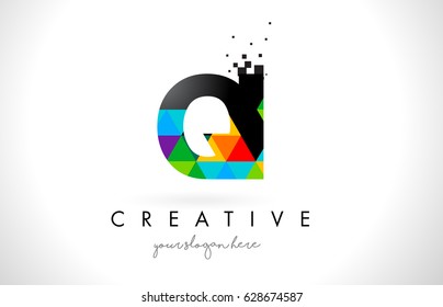 QI Q I Letter Logo with Colorful Vivid Triangles Texture Design Vector Illustration.