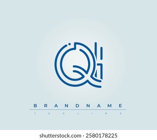 QI Technology Letter Logo Template. This tech letter logo is a graphic mark that uses letters to represent a technology company.