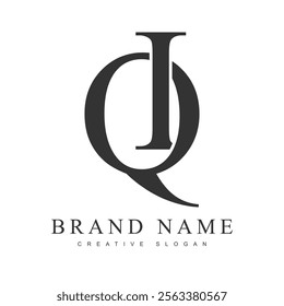 QI trendy logotype template. Initial letter q and i classic font style. Creative logo for company name or identity. Vector illustration.