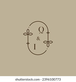 Logotipo inicial de boda QI en un diseño profesional de alta calidad que se imprimirá en cualquier medio impreso