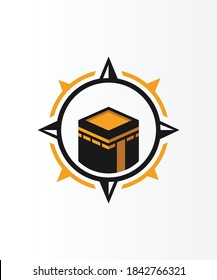 Qibla compass logo. Muslim prayer direction. Kaaba direction. Mecca. 