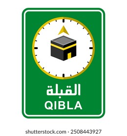 Qibla Direction Icon, Editable and Scalable Vector Signs for Mosque and Prayer Room Design, Isolated on White Background, Ideal for Islamic Digital Designs, Wayfinding and Religious Spaces