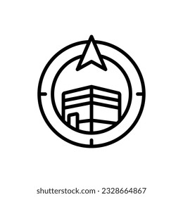 Qibla Direction Outline Icon Vector Illustration
