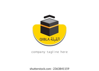 Qibla  direction sign vector icon