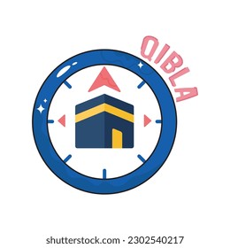 Icono de contorno del vector del doodle Qibla. archivo EPS 10