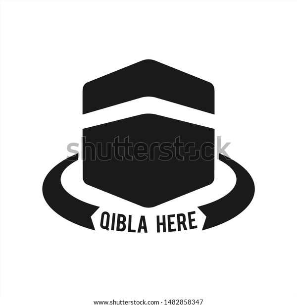 Qibla Here Sign Design Qibla Direction Stock Vector (Royalty Free