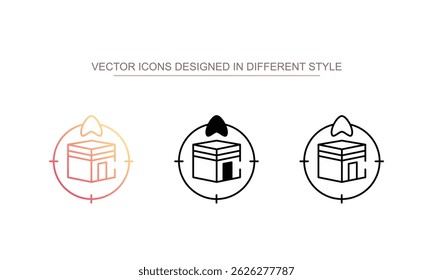 Diseño de icono de Qibla con fondo blanco