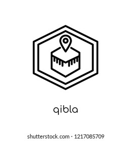 Qibla icon. Trendy modern flat linear vector Qibla icon on white background from thin line Religion collection, editable outline stroke vector illustration