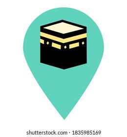 Qibla - Muslim prayer direction. Kaaba direction. Mecca. Saudi Arabia. Qibla - Islamic -Arab- term used for the direction for offering a prayer, which is Kaaba in Mecca. Vector illustration. Qibla Map