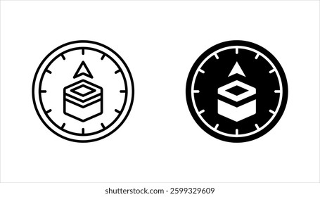 Qibla outline vector icon set. Thin line black qibla simple element religion concept, vector illustration on white background