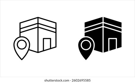 Qibla outline vector icon set. Thin line black qibla simple element religion concept, vector illustration on white background