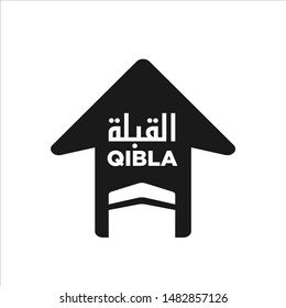 Qibla sign design. Arabic Text Translation: Qiblah, Qibleh, Kiblah, Kible or Kibla - The Direction. 