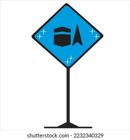 Qibla sign design.The Direction. Degree o muslim pray direction.