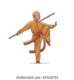 Qigong, Tai chi, vector outline illustration, white background.