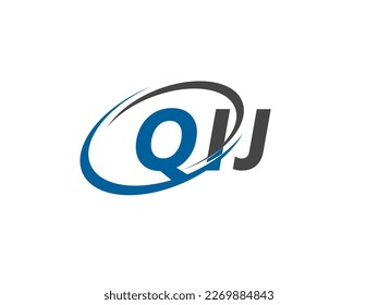 QIJ letter creative modern elegant swoosh logo design