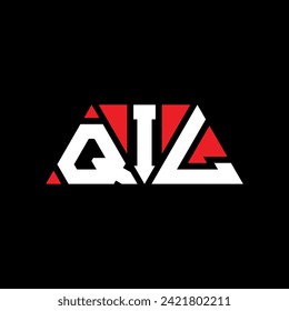 QIL triangle letter logo design with triangle shape. QIL triangle logo design monogram. QIL triangle vector logo template with red color. QIL triangular logo Simple, Elegant, and Luxurious design.