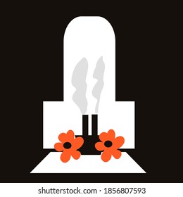 Qing Ming Festival Vector Illustrator on Black White Background. Simple tomb sweeping day simple vector.