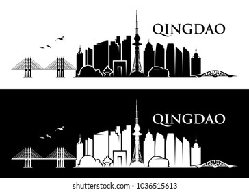 Qingdao skyline - Chine - vector illustration