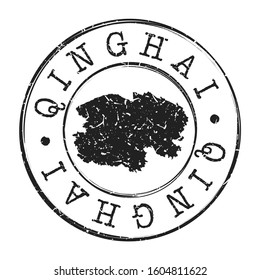 Qinghai China Map Postmark. Silhouette Postal Passport. Stamp Round Vector Icon. Vintage Postage Design.