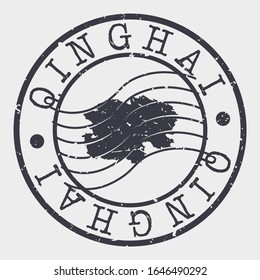 Qinghai China Stamp Postal. A Map Silhouette Seal. Passport Round Design. Vector Icon Design Retro Travel.