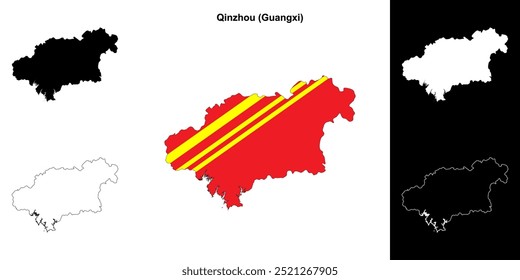 Conjunto de mapa de esquema en blanco de Qinzhou