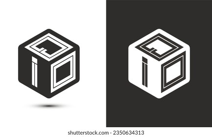 QIO letter logo design with illustrator cube logo, vector logo modern alphabet font overlap style. Premium Business logo icon. White color on black background