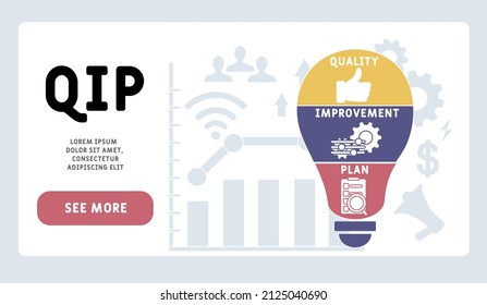 QIP - Quality Improvement Plan acronym. business concept background.  vector illustration concept with keywords and icons. lettering illustration with icons for web banner, flyer, landing pag