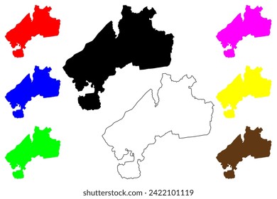 Qiqihar city (People's Republic of China, PRC) map vector illustration, scribble sketch Ch'i-ch'i-ha-erh, Tsitsihar Prefecture-level city map