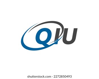 QIU letter creative modern elegant swoosh logo design